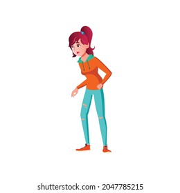 scared girl saw dangerous spider in bedroom cartoon vector. scared girl saw dangerous spider in bedroom character. isolated flat cartoon illustration