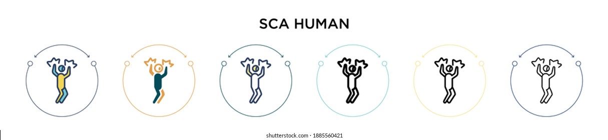 Scared human icon in filled, thin line, outline and stroke style. Vector illustration of two colored and black scared human vector icons designs can be used for mobile, ui, web