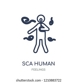 scared human icon. scared human linear symbol design from Feelings collection. Simple outline element vector illustration on white background.