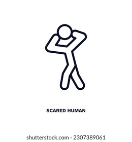 scared human icon. Thin line scared human icon from feeling and reaction collection. Outline vector isolated on white background. Editable scared human symbol can be used web and mobile