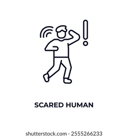 scared human outline icon. Linear vector from feelings concept. Thin line scared human icon isolated on white background