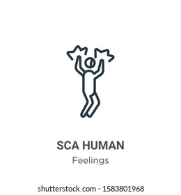 Scared human outline vector icon. Thin line black scared human icon, flat vector simple element illustration from editable feelings concept isolated on white background