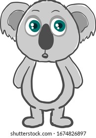 Scared koala, illustration, vector on white background.