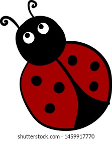 Scared ladybug, illustration, vector on white background.