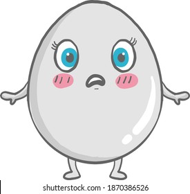 Scared little egg, illustration, vector on white background.
