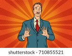 Scared male businessman. Pop art retro vector illustration