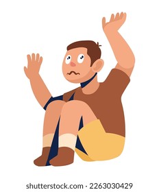 hombre asustado con carácter claustrofobia