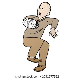 Scared man. Color vector flat illustration isolated on white background. 