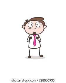 Scared Man Face Expression Vector Illustration