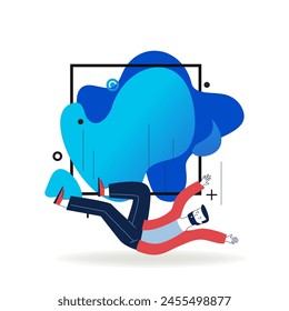 Scared man falling down. Cartoon male character flying on ground flat vector illustration. Accident, failure, hurt concept for banner, website design or landing web page