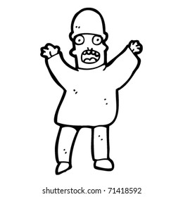 scared man in hat cartoon
