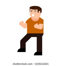 Scared man icon, isolated on white background