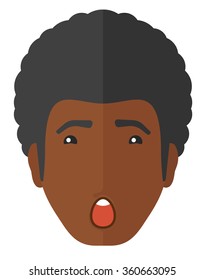 Scared man with open mouth.