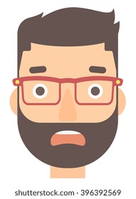Scared man with open mouth.