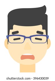 Scared man with open mouth.