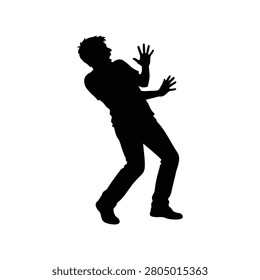 Scared man silhouette vector flat illustration design.