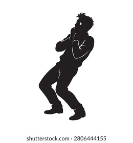 Scared man silhouette vector