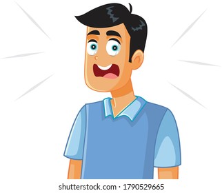 Scared Man Vector Cartoon Illustration. Shocked guy feeling frightened and anxious
