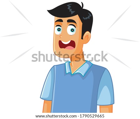 Scared Man Vector Cartoon Illustration. Shocked guy feeling frightened and anxious
