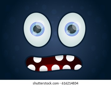 Scared Monster Face Fun Vector Illustration