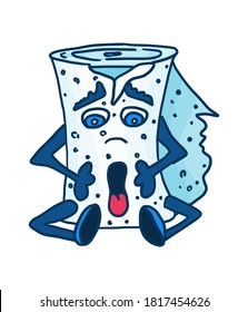 scared monster sitting on the floor. doodle drawing vector