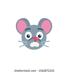 Scared mouse face emoji flat icon, vector sign, Fearful rat emoticon colorful pictogram isolated on white. Symbol, logo illustration. Flat style design