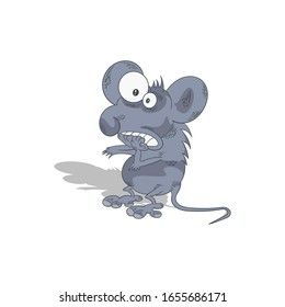 Scared mouse. Vector illustration on a white background.