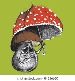 Scared Mushroom with amanita umbrella