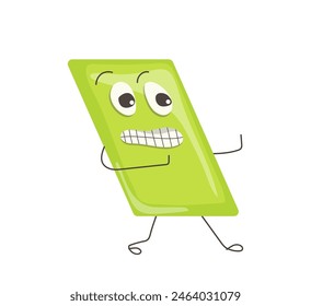 Scared nervous parallelogram cartoon character feeling fear emotion isolated vector illustration