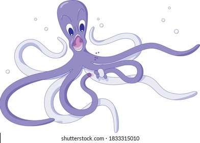 Scared Octopus With Severed Limb