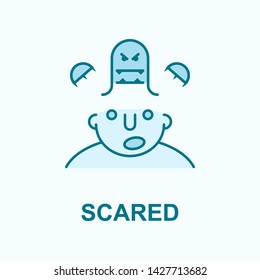 scared on mind field outline icon
