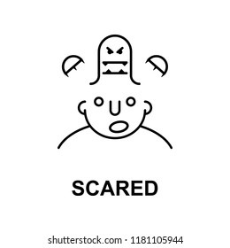 Scared On Mind Icon. Element Of Human Mind Icon For Mobile Concept And Web Apps. Thin Line Scared On Mind Icon Can Be Used For Web And Mobile