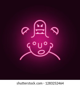 scared on mind icon. Elements of What is in your mind in neon style icons. Simple icon for websites, web design, mobile app, info graphics