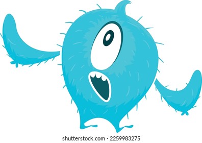 Scared one eye monster. Fluffy creature. Cartoon character