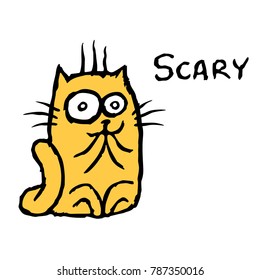 Scared orange cat Tik vector illustration. Cheerful cartoon pet