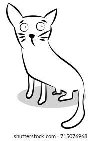 Scared outline isolated cat. Vector illustration