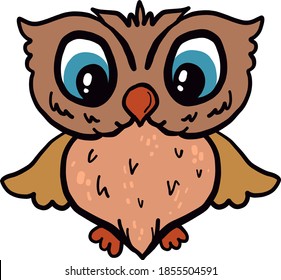 Scared owl, illustration, vector on white background