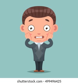 Scared panick businessman mascot fear terror cartoon vector illustration