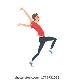 Hombre con miedo y pánico corriendo, persona nerviosa estresada, emociones humanas y sentimientos vectores Ilustración