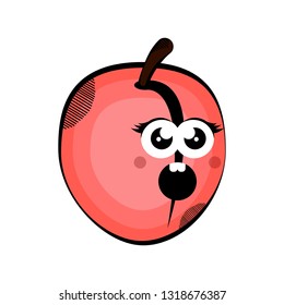 Scared peach cartoon. Colored sketch. Vector illustration design