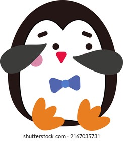Scared penguin, illustration, vector on a white background.