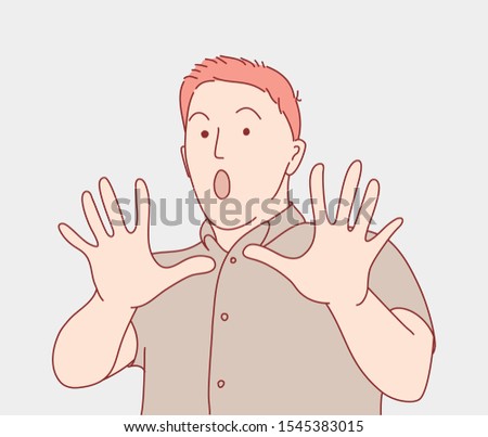 Scared people, human emotions. Hand drawn vector illustration.