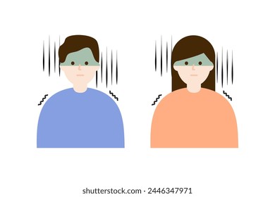 Scared people. Terrified shivering man and woman. Feeling, anxiety, phobia concepts. Flat vector character design illustration isolated on white background.