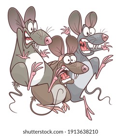 Scared pest mice cartoon vector illustration. Cartoon pest mouse series.