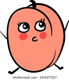 Scared pink apricot, illustration, vector on white background.