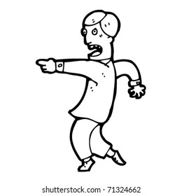 caricatura de hombre señalando con miedo
