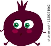 Scared pomegranate, illustration, vector on white background.