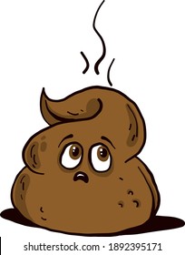 Scared poop , illustration, vector on white background