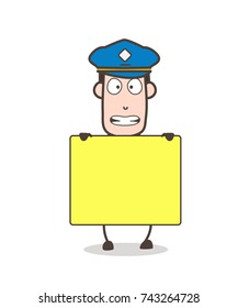 Scared Postman with Blank Banner