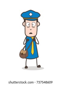Scared Postman Face Expression Vector Illustration